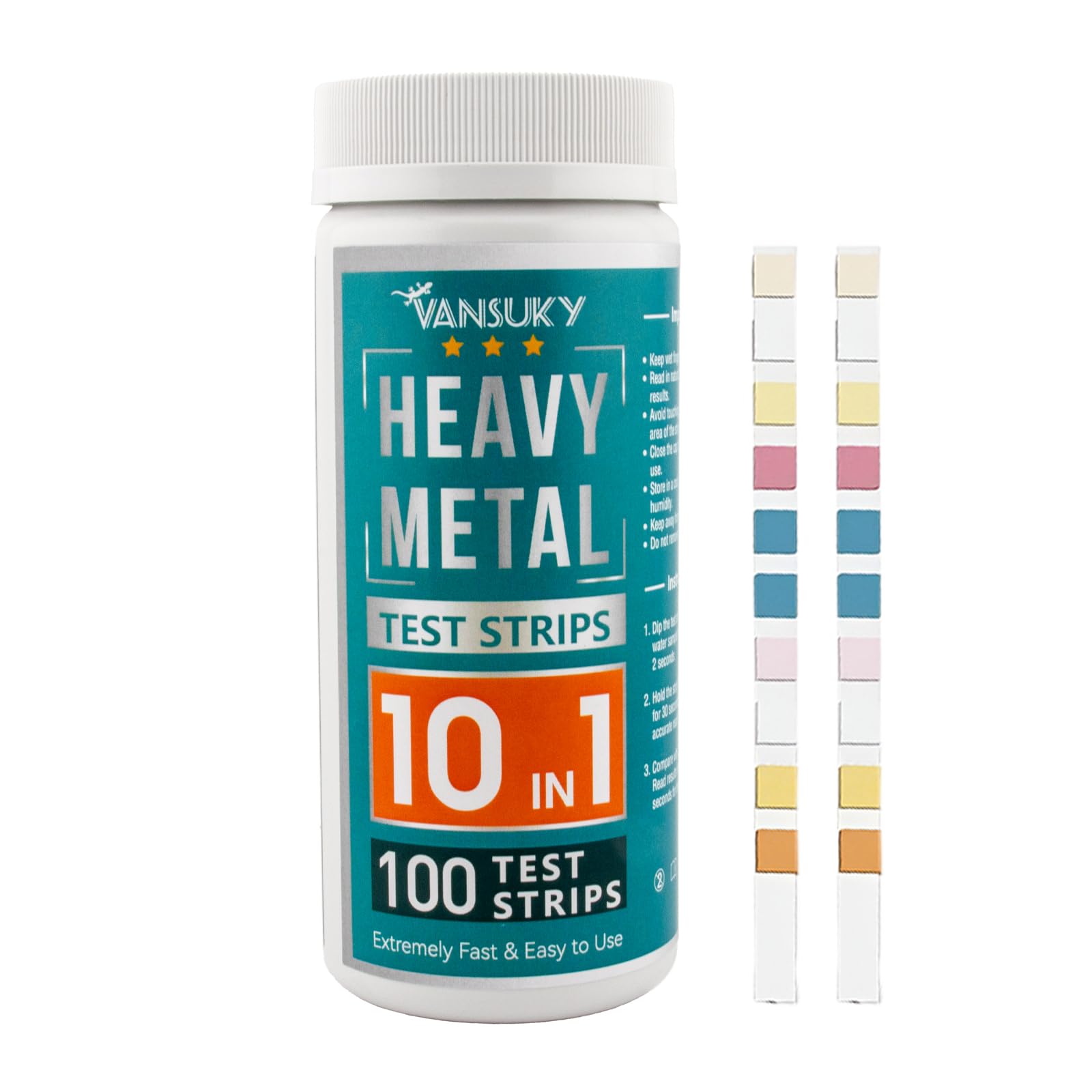 Paski testowe 10 w 1 do wody metali ciężkich - szybki i dokładny test miedzi, żelaza, manganu, cynku, magnezu, wapnia, rtęci, chromu (VI), ołowiu i kadmu - do domu, akwarium i