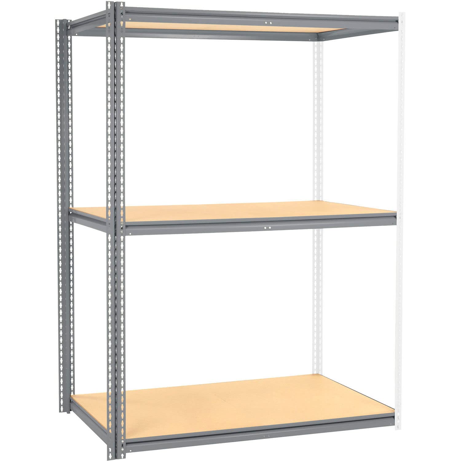 Global Industrial High Cap. Add-On Rack 60Wx24Dx60H 3 Levels Wood Deck 1300 Lb. Per Level Gry