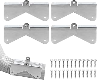 4pcs Gutter Extension Hinge, Stainless Steel Downspout Extension Flip-Up Hinge with 24 Screws Easy DIY Installation on Any Size Rectangle or Square Downspout