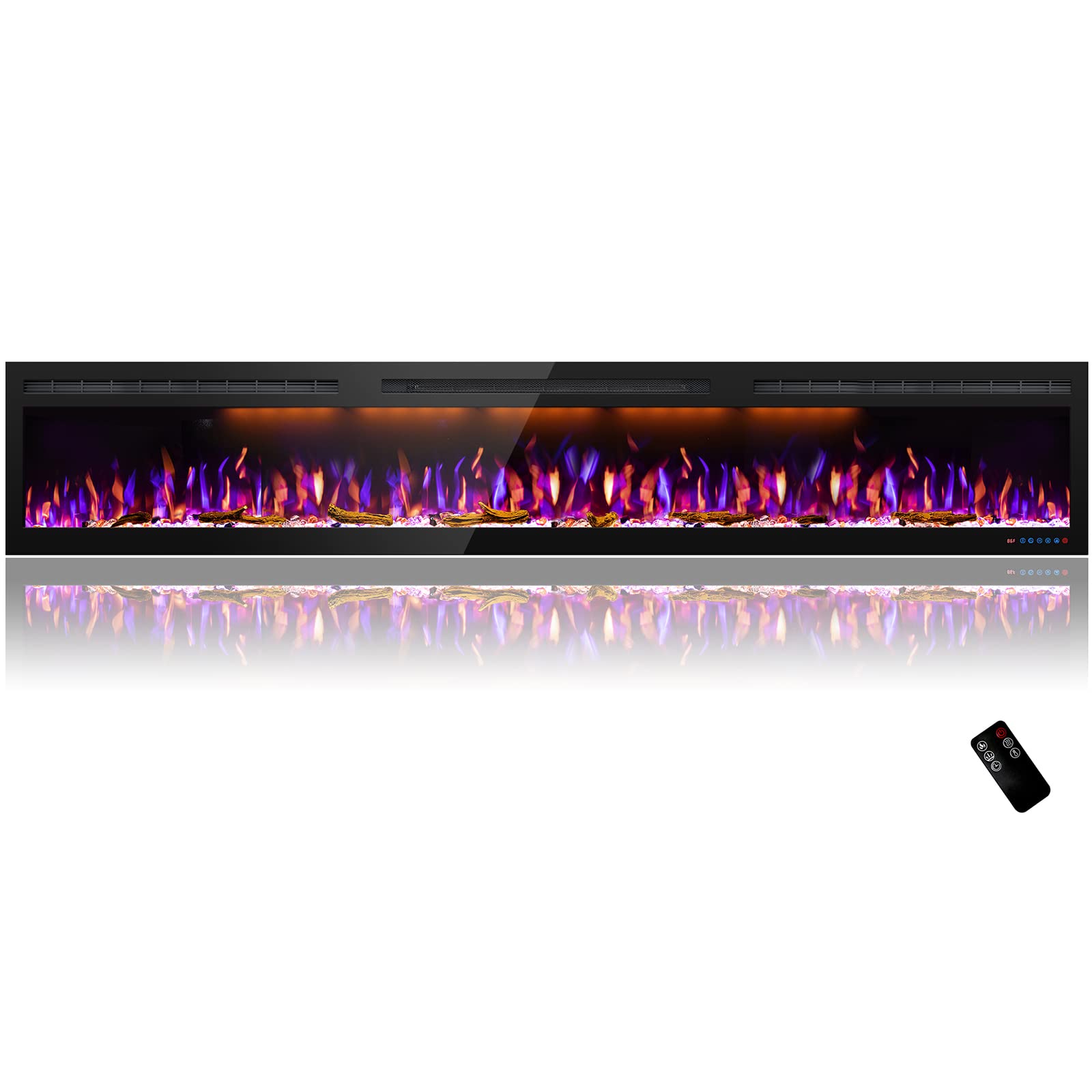 Buy Mystflame 95 inch Fireplace Recessed, Insert and Wall ed Slim Electric  Fireplace with 750/1500 Watt Heater, Log u0026 Crystal Hearth, Adjustable  Realistic Flame and Remote Control u0026 Touch Screen Online at desertcartKUWAIT