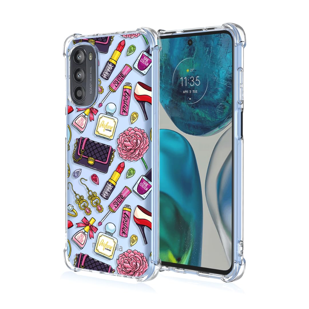 G52/G82 Motorcycle Case, Flower Flowers Transparent with Designs in Soft Silicone TPU Case for Moto G52/G82-A43