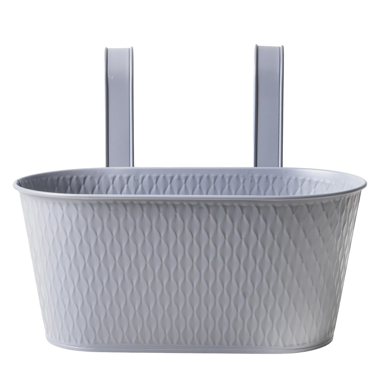 FabFinds Over Fence Diamond Planter 26.5cm Metal Balcony Railing Plant Pot For Garden Fence Patio Outdoor Flower Displays Assorted Packs (1, Grey)