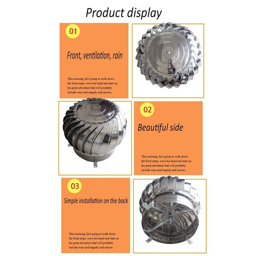 Acero Inoxidable 304 sombrerete de chimeneantilluviajustable Spinner para Roofs & Farms 500MM (300MM) Ventilat & Flujo de Aire Solut para óptimo Rendimiento