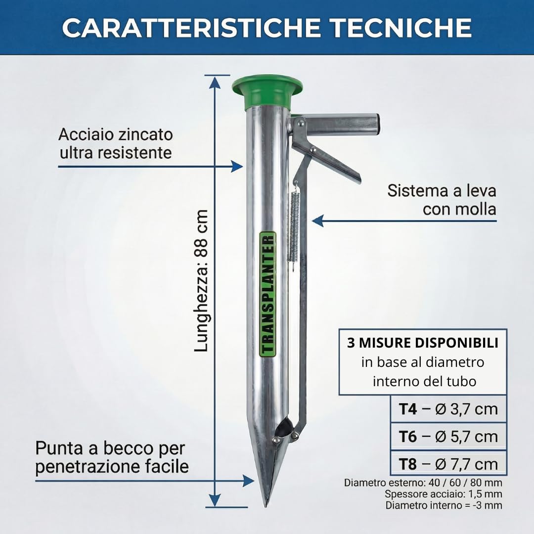 Transplanter Trapiantatore Piantatore Professionale per Bulbi e Piante