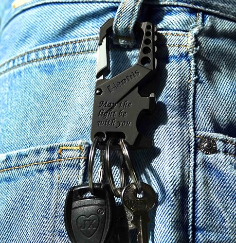 Image of Hephis Skull Heavy Duty Key Chain,Car Emergency Escape Tool, Seat belt Cutter,Bottle Opener,Carabiner Car Key Chains