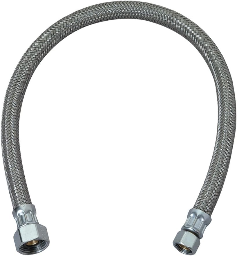 B1-16AF Lavatory Connector, 3/8-Inch Comp x 1/2-Inch FIP x 16-Inch, Silver