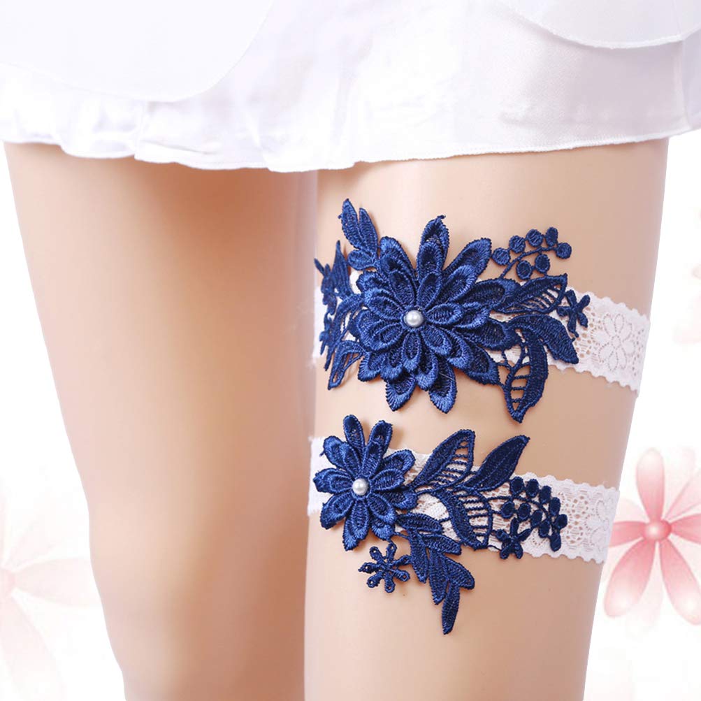 ACiyD Ceinture 1 Paire Mariage Tissu jarretière Fleur Perle Jambe Anneau Ceinture mariée Robe Accessoires