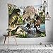 Sevendec Dinosaur Tapestry Wall Hanging Wild Anicient Animals Wall Tapestry Tropical Jurassic Nature Wall Decor for Children Bedroom Living Room Dorm W90 x L71