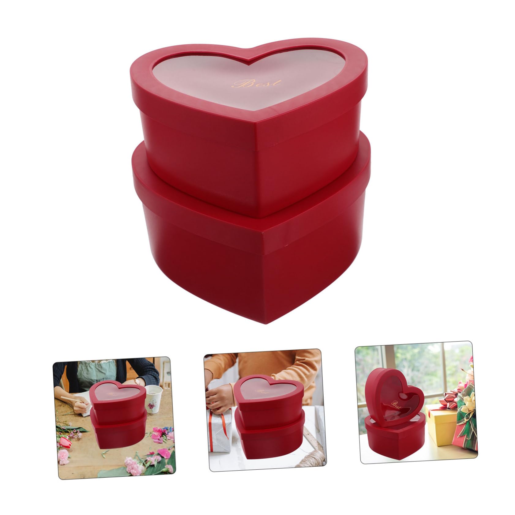 BESTYASH 2stücke Herzförmige Geschenkboxen Rot Präsentboxen Für Blumen Parfüm Und Make-up Für Valentinstag Muttertag Und Hochzeiten Mit Kreativen Kombinationsmöglichkeiten