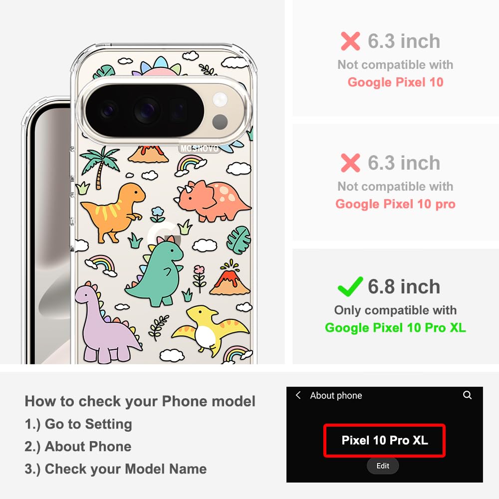MOSNOVO Case for Google Pixel 10 & Pixel 10 Pro, [Buffertech 6.6ft Military-Grade Drop Protection] [Anti Peel Off Tech] Clear TPU Bumper Phone Case Cover Design - Cute Cherry — view 288