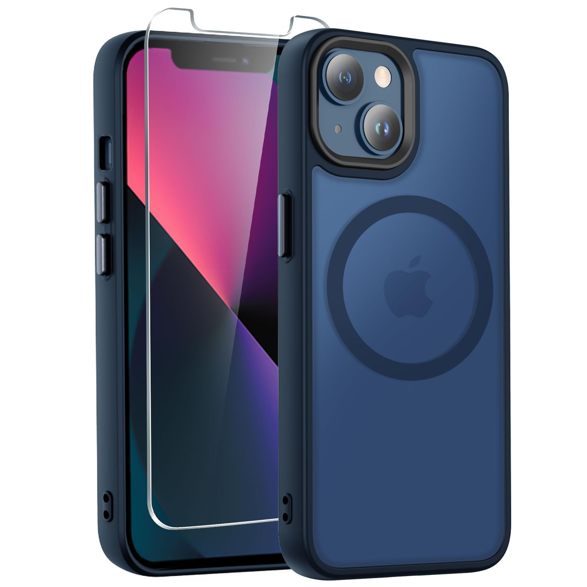 DEERLAMN for iPhone 13 Case with Screen Protector, [Compatible with MagSafe] Shockproof Protection Magnetic Translucent Matte Slim Phone Cover for