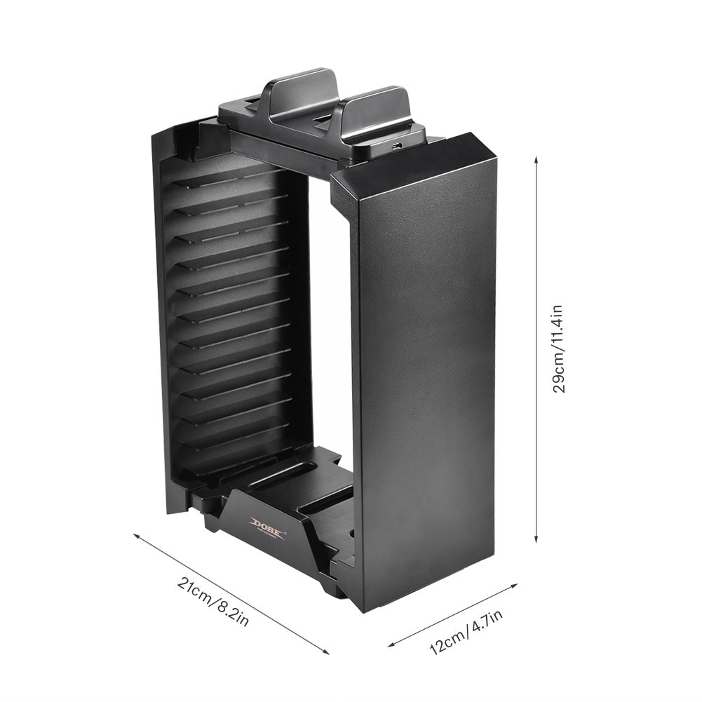 para Slim/Pro One S Soporte de Juego Desmontable Multifuncional Soporte de Torre de Almacenamiento de Disco con Doble Controlador Estación de Carga Dock