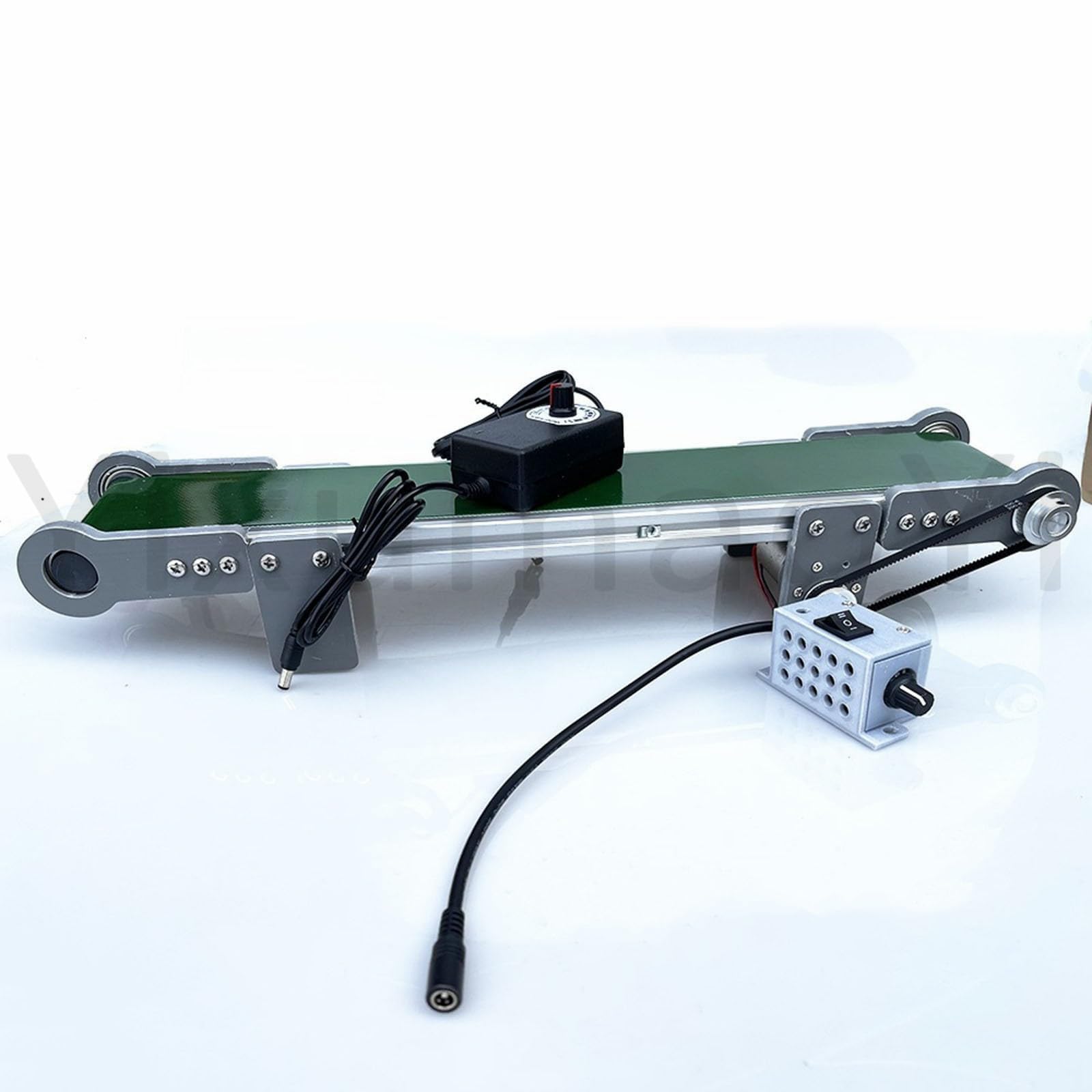 Genérico Cinta Transportadora de Escritorio Eléctrica, Cinta Transportadora Pequeña For Carga, Dispositivo de Experimento de Fricción, Velocidad Ajustable 1,8 A 7,6 Cm/s,Green-10x100cm
