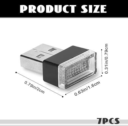Miniatura 2 de NTNEV 7 lámparas LED USB para el interior del automóvil, mini luces LED USB para decoración del automóvil, kit de iluminación ambiental, interfaz
