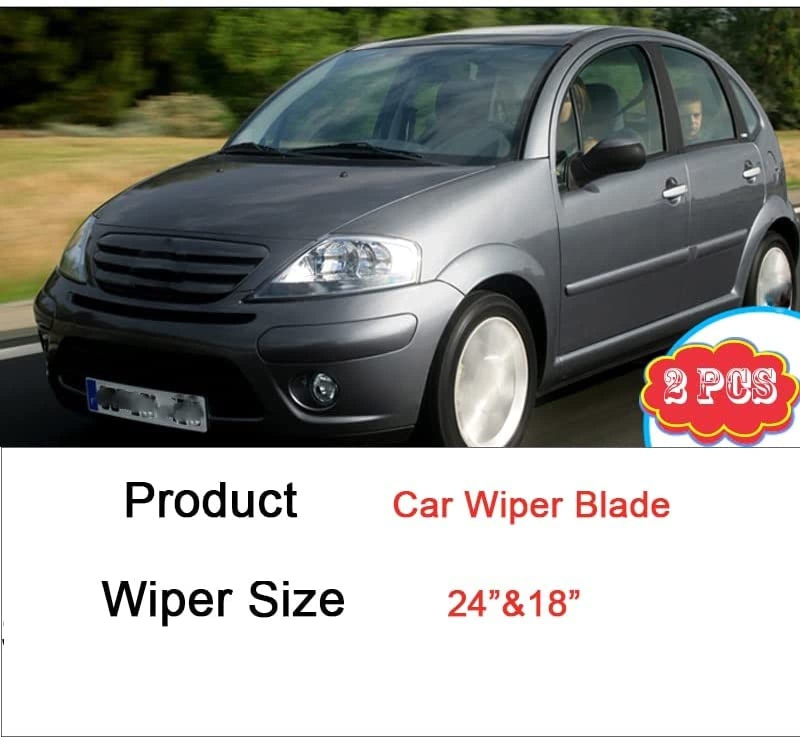 Juego de escobillas limpiaparabrisas de Ventana Delantera de 24 "+ 18" para Citroen C3 MK1 2002 2003 2004 2005 2006 2007 2008 2009 limpiaparabrisas de Coche
