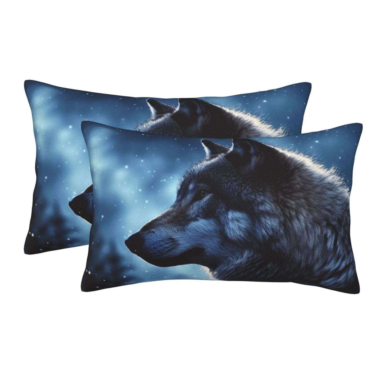 2 Pack Pillow Cases with Hidden Zipper, Soft Breathable Pillow Covers for Hair and Skin, Lonely Wolf Pillowcases 20"x30" Bed Pillow Protectors Cover for Sleeping Gifts