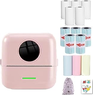 Mini Pocket Printer Bluetooth Inkless Thermal Printer for Android Or iOS APP Portable Sticker Printer Gift for Kids Friends Receipt Printer for Photo Journal Notes Memo,E,Pink
