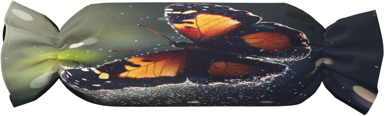 Butterfly imparting Pollen Cylindrical Pillow-Premium Bed Pillows, Side Sleeper Neck Support, Decorative Candy Design, Soft and Durable