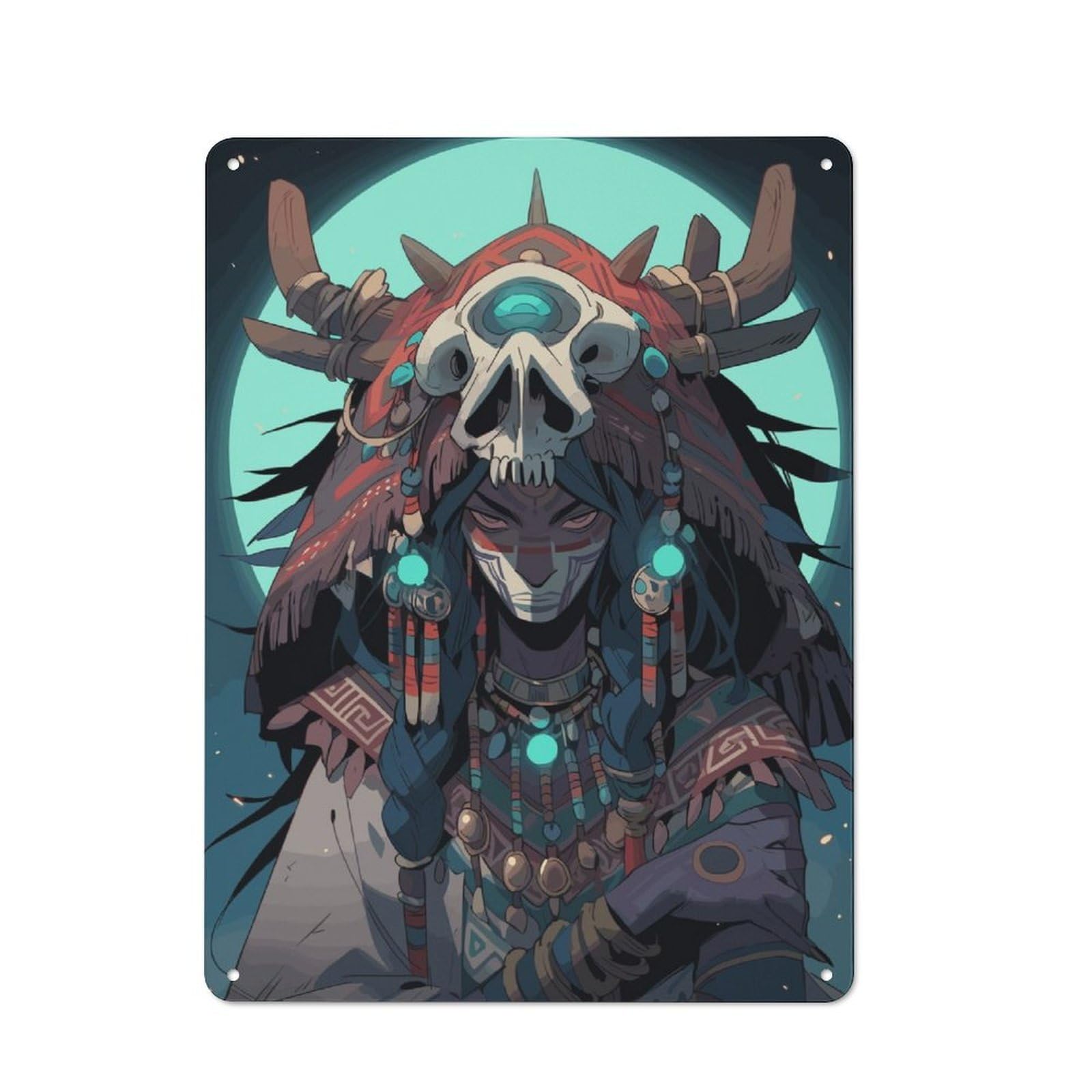 Junmoney Epic Mysterious Shaman Rustic Tin Sign 40X30cm Featuring For Bar Or Restaurant, A Housewarming Gift For Bar Decor Enthusiasts