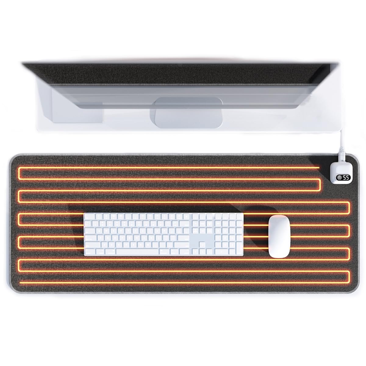 LANMOU Heated Desk Mat Premium Desk Pad Large, Electric Warm Desk Pad with 5 Heating Levels & 3H Auto Shut-Off, Waterproof Warm Mouse Mat for Home Office (60 * 36cm)