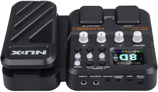NUX MG-101 Multi Effects Pedal with 46 Effects, 25 Classic Amp Models, 512 Samples IR Resolution, 12 user-loadable IR slots, JAMPhrase Looper, Drum Machine, Metronome Function,
