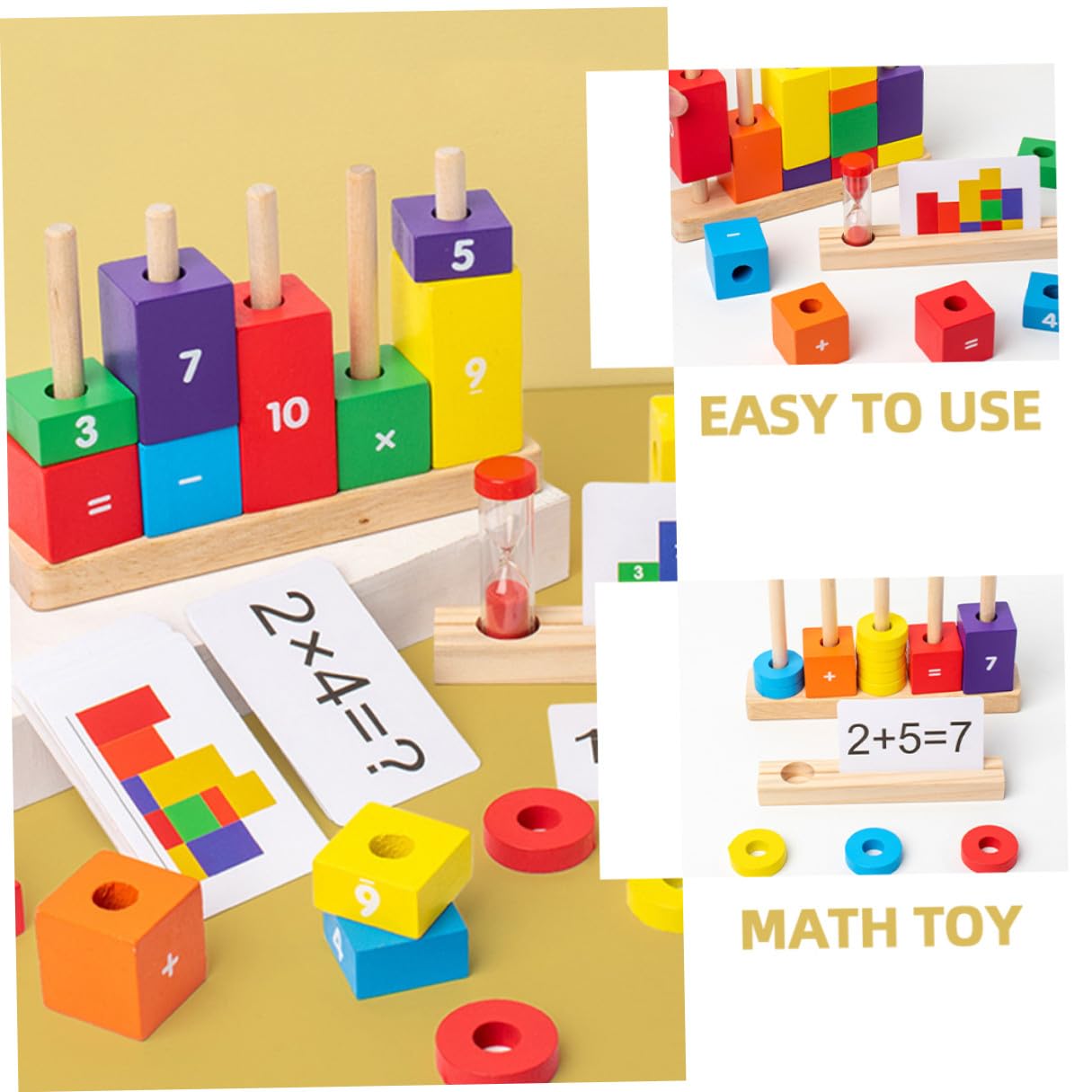 BESTonZON Bloques de Operación Digital para Aprender Matemáticas Juguete de Madera y Resta Juguete Educativo Temprano Bloques de Construcción Coloridos