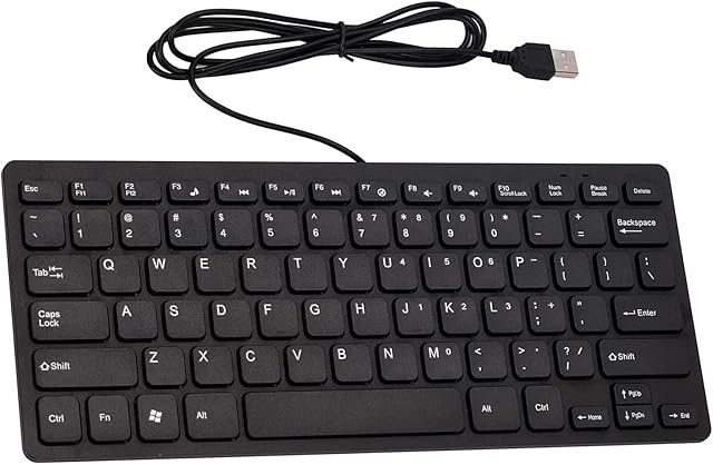 ASIDE USB Wired Mini Keyboard, Slim Ergonomic Keyboard Small Compact Simple Wired Business Keyboard for Laptop and Desktop Computer, Plug and Play