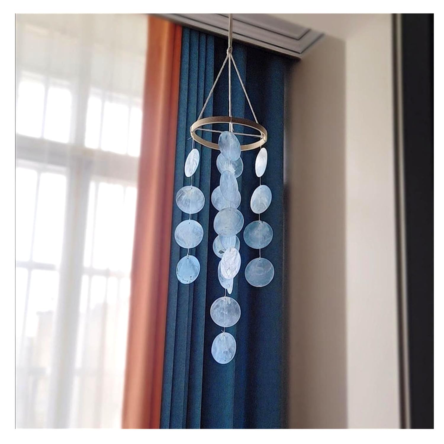 Campana A Vento Conchiglia Capiz - Decorazione Naturale 73cm Per Esterni E Interni - Foto 9