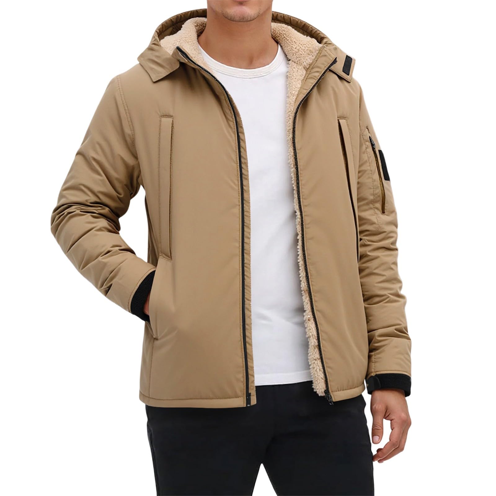 Forro Polar Hombre Tallas Grandes - Chaqueta de Forro Polar Grueso con Capucha, Bolsillos Delanteros, Cremallera Completa, Abrigo Suave y cálido para Exteriores.