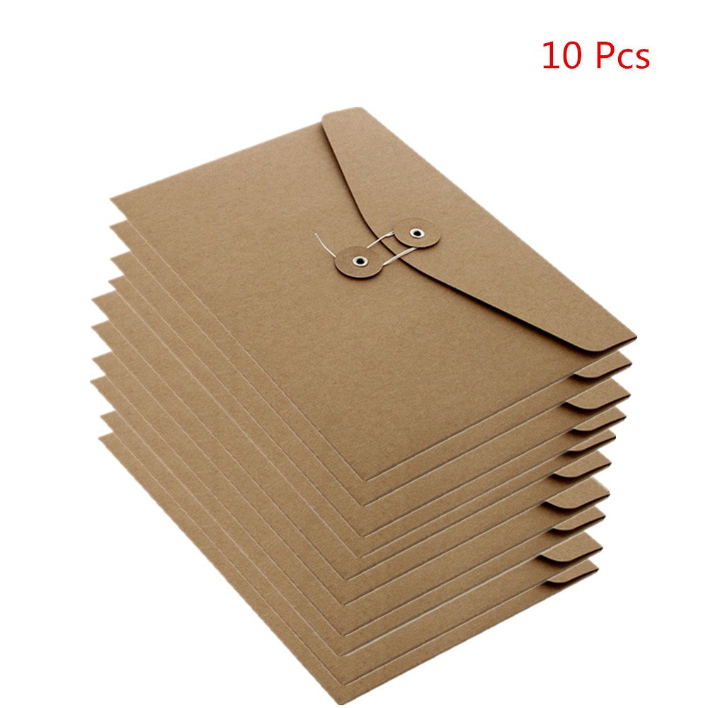 Funny live10 Pcs;A4 Kraft Paper Project Envelope with Expandable Gusset File Bags Office Supplies File Folders Project Pockets (Horizontal Version)