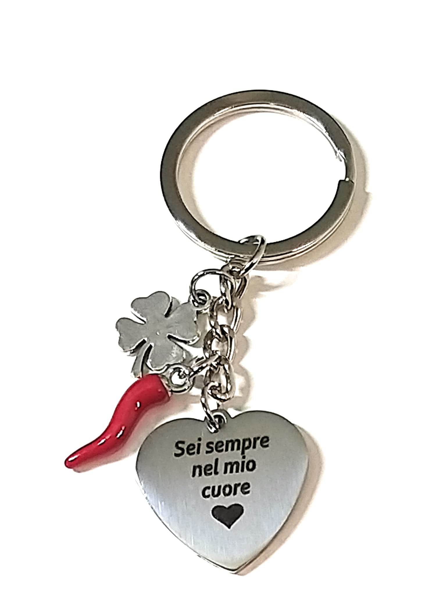Mavijewel Portachiavi Uomo Donna in Acciaio con Pendente Corno Portafortuna Personalizzato Scritta/Corna/Zampa/Albero/Mano di Fatima/Civetta/spedizione Gratis