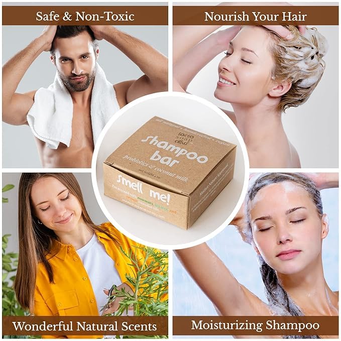 Miniatura 7 de Barras de champú orgánico - Champú hidratante para todo el cabello, ideal para hombres, mujeres y niños. Fragancia romero + árbol de té + naranja