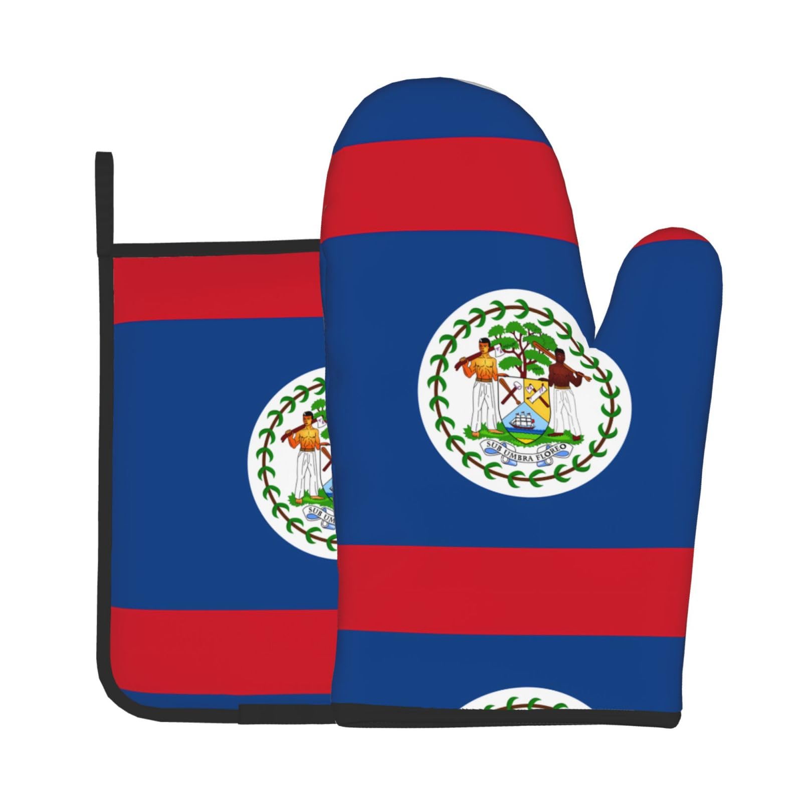 Oven Mitts and Potholders Set of 2 for Kitchen Baking Cooking GrayBelize Flag Thick and Durable