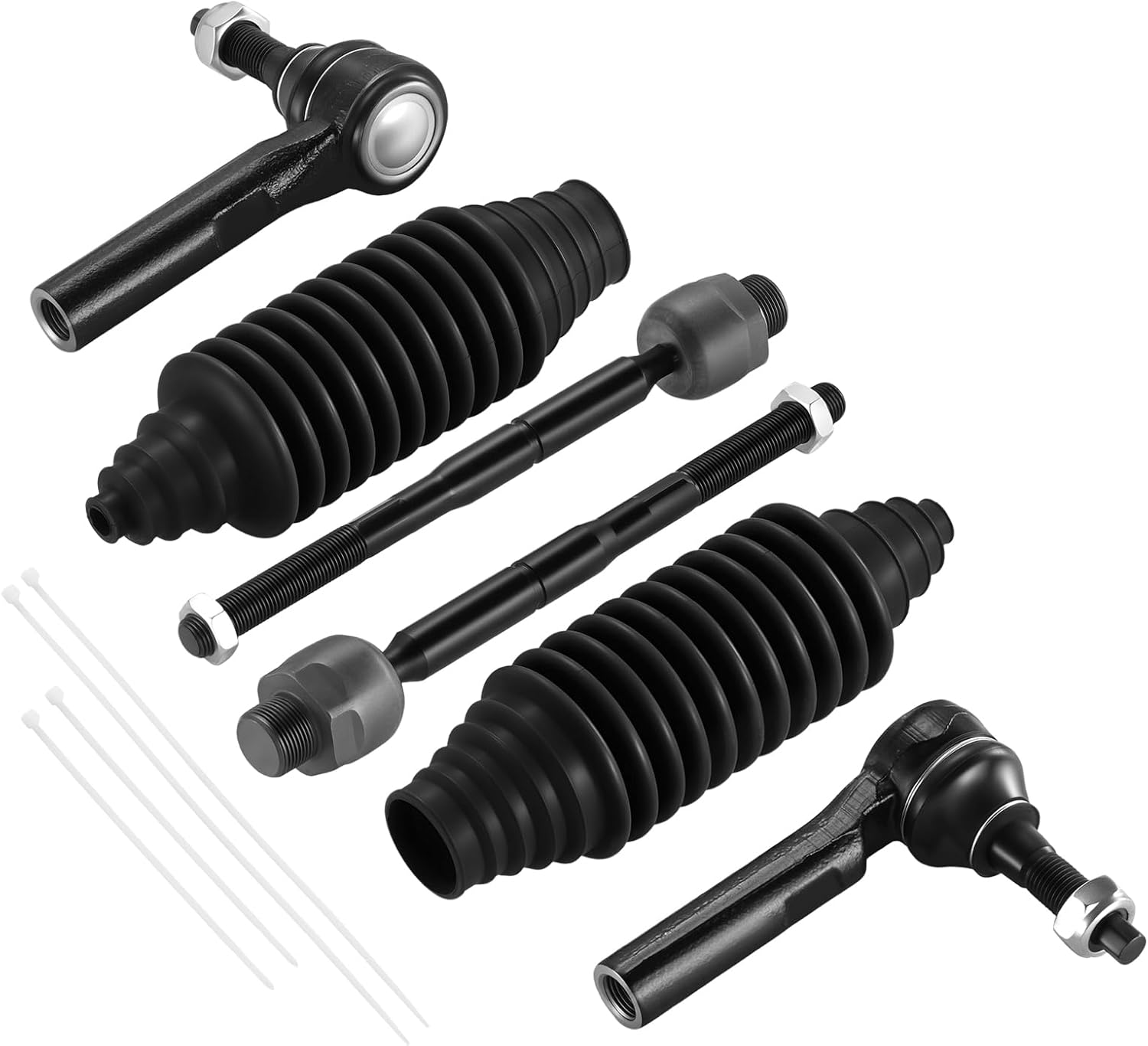 6-PC Tie Rod Ends Kits Compatible with Dodge Dakota 2005-2010,2xInner tie rod EV800099,2xOuter tie rod ES3571,2xdust cover