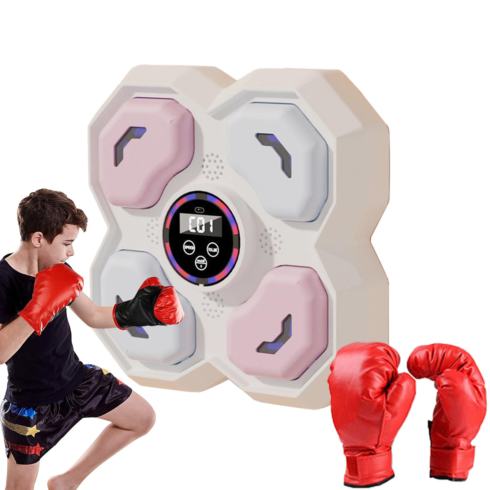 Allenatore di boxe intelligente - Attrezzature per il fitness indoor interattive,Dispositivo di allenamento di perforazione musicale intelligente,Per Giovani Adolescenti Famiglia E Amici Per La