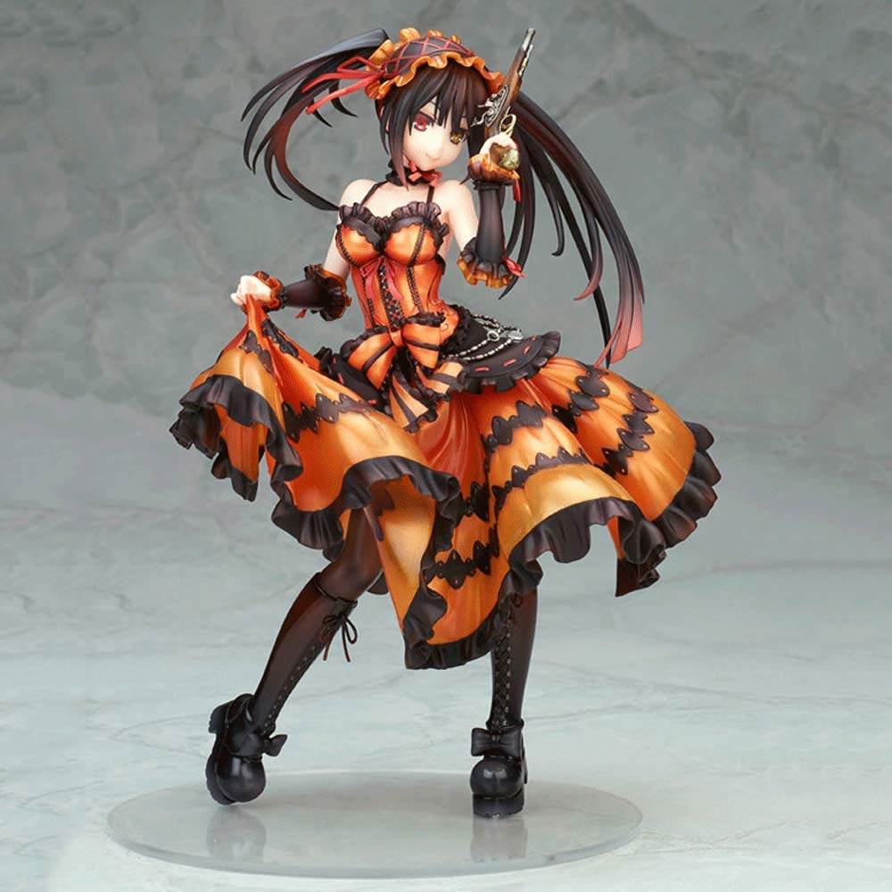 ZNLHJ Tokisaki Kurumi Figure, 8.7 Inches, PVC Material, Black Double Ponytail, Right Eye Is Red, White Skin, Slender Limbs, Standing (used To Collect Gifts)