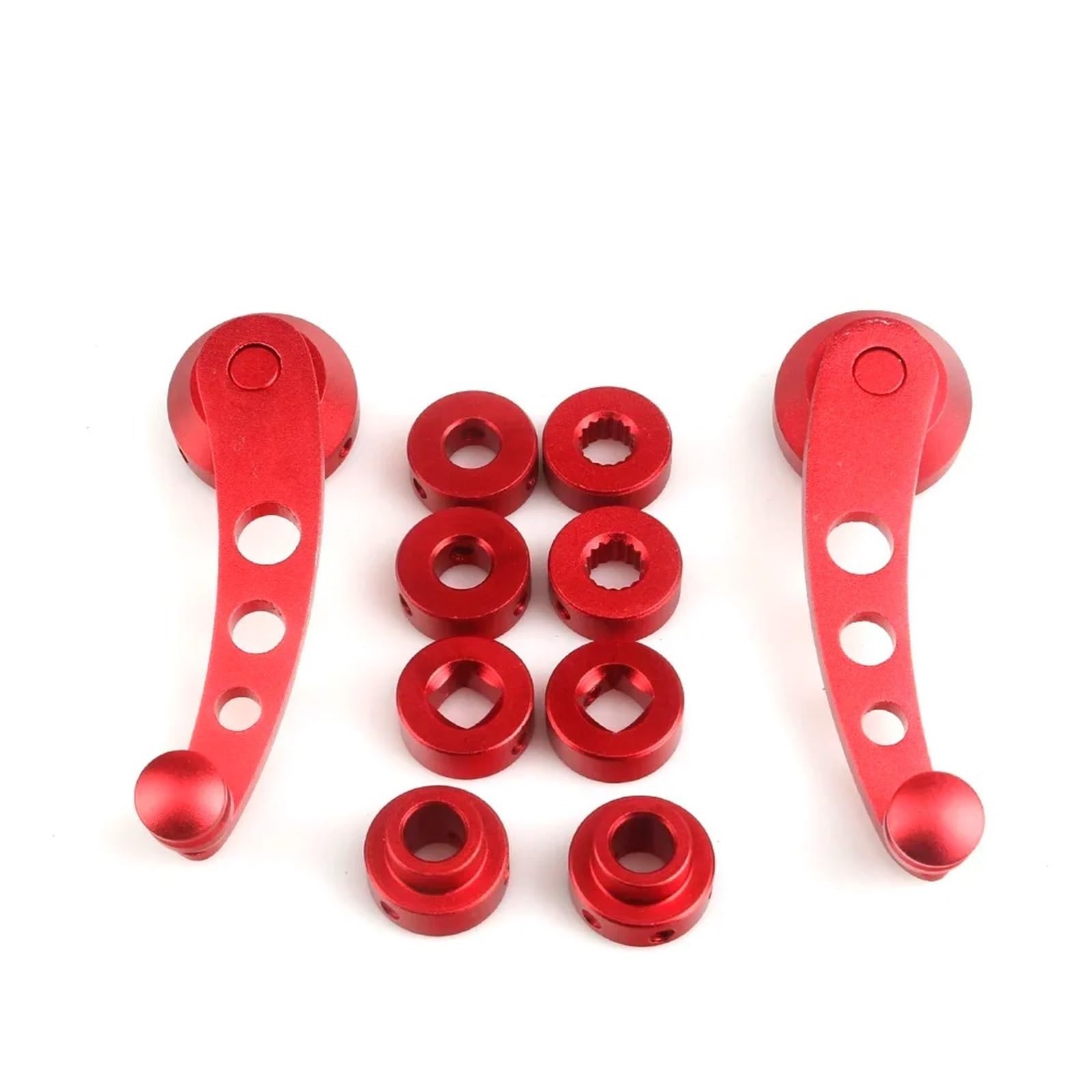 Lhdktee for Universal Replacement Handles 2piece Aluminum Alloy Universal Car Manual Window Lifting Crank Handle Winder Riser Crank Riser Kit Car Window Handle(Red)
