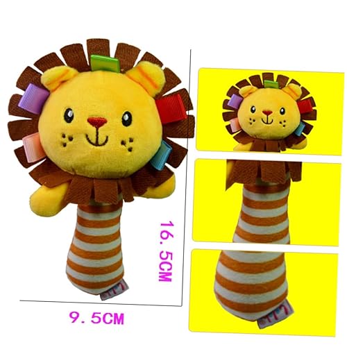 Miniatura 4 de VICASKY Sonajero de mano de león de peluche colorido para niño y niña, sonajeros educativos suaves para aprendizaje temprano, regalo estimulante del