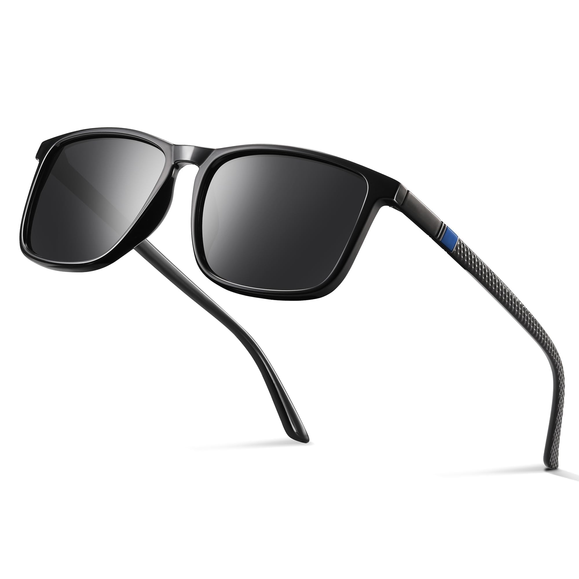 Occhsouo Polarisiert Sonnenbrille Herren - Damen UV400 Schutz Sunglasses Men Women TR90 Ultraleichte Rahmen Schwarz CAT 3 CE Retro Sport Polarisierte Sonnenbrillen für Angeln, Fishing, Fahren, Ski