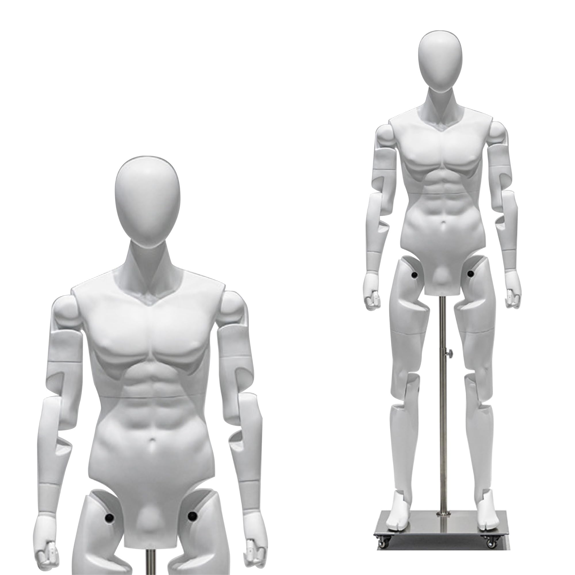 Jxjarnet Full Body Articulated Mannequin, Posable Robot Style Dress Form with Flexible Joints for Sports and Activewear Display(White,Faceless Adult Male)