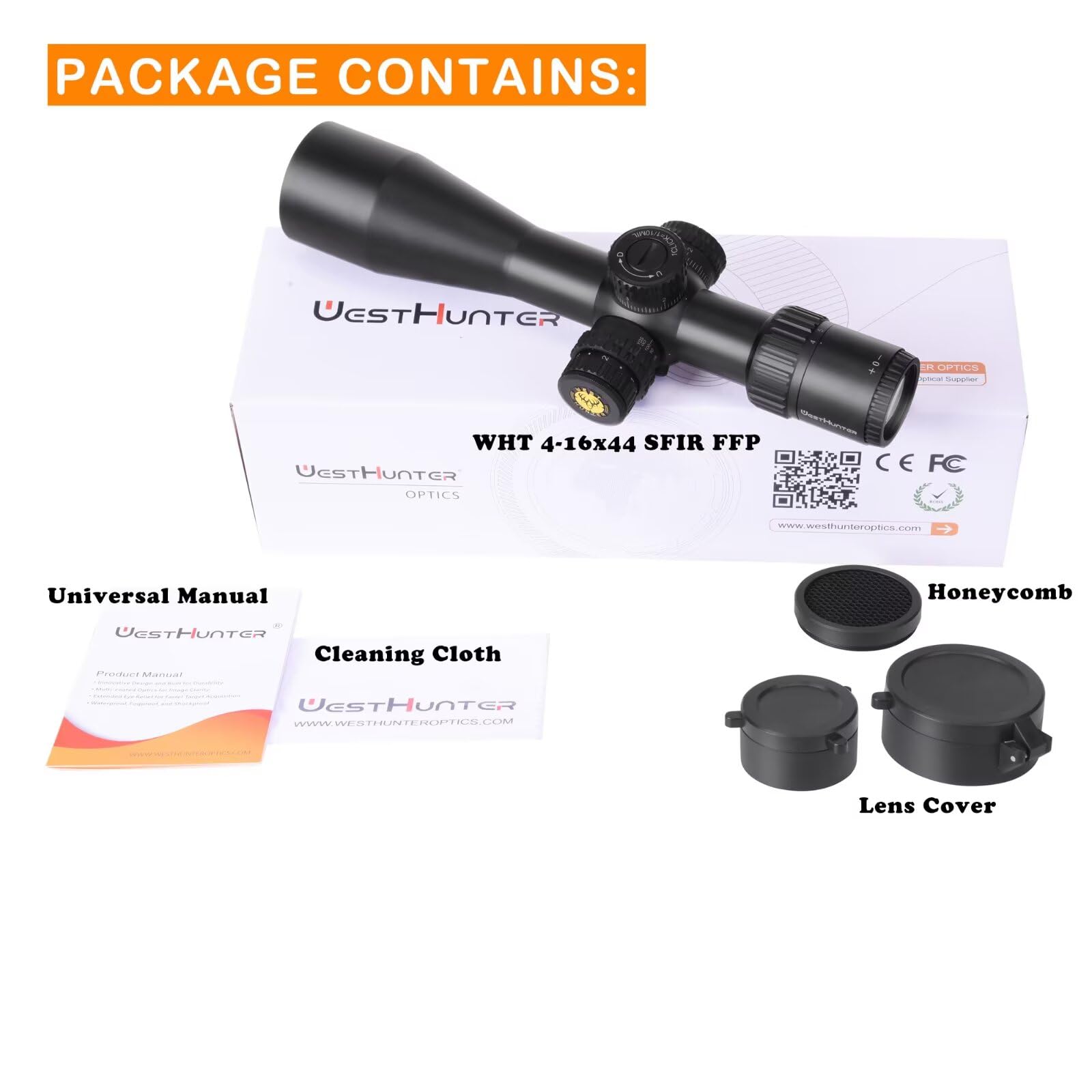 WestHunter Optyka WHT SFIR FFP Series Compact Competition Riflescope, 1/10 MIL pierwsza płaszczyzna ogniskowa czerwone oświetlenie wytrawione szklana siatka, 30 mm rurowe taktyczne precyzyjne lunety
