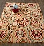 Diagona Designs Contemporary Abstract Circles Design Modern Non-Slip Area Rug, 3'3