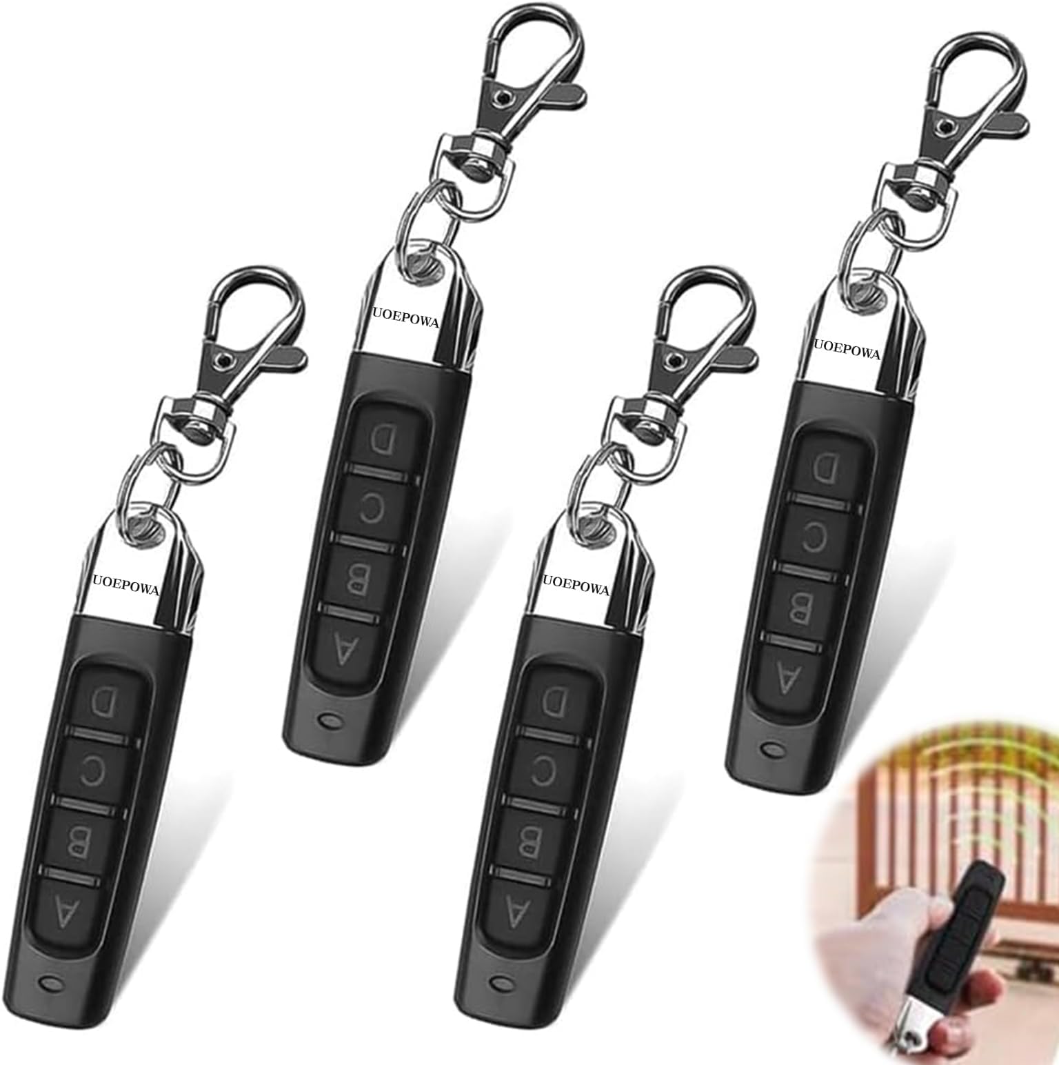 UOEPOWA4 Pcs 433MHz Gate Remote Control Duplicator, Automatic Copy Gate Opener Remote, 433 MHz Electric Door Openers for Sliding Door, حزمة من 2 مفتاح باب كاراج هرقليفة