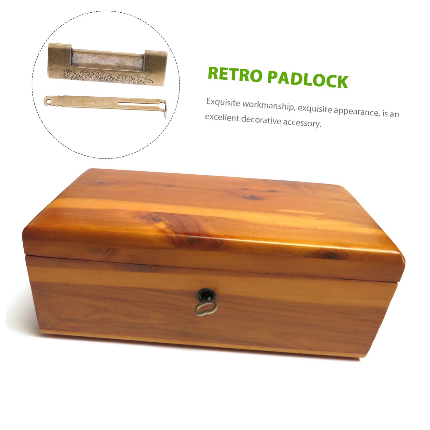 Mikikit 3sätze Vintage Graviertes Antikes Vorhängeschloss Aus Holz Chinesisches Design Für Schmuckkisten Und Truhen Abstand Antikbraun