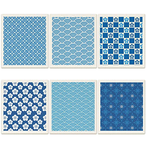 6 Pcs Swedish Kitchen Dish Cloths Kitchen Towels Reusable Sponge Cleaning Cloths Wipes Absorbent Dish Cloth Quick Drying Washable Decorative Tea Towels No Odor Bar Hand Towel (Japanese) #TOP8