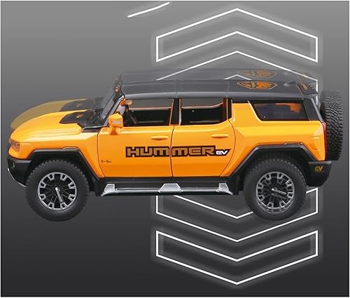 Miniatura 6 de Para Hummer-EV 124 Coche fundido a troquel ORV Modelo de metal con luz y sonido Pull Back Vehículo Colección de juguetes para niños Regalos (Color