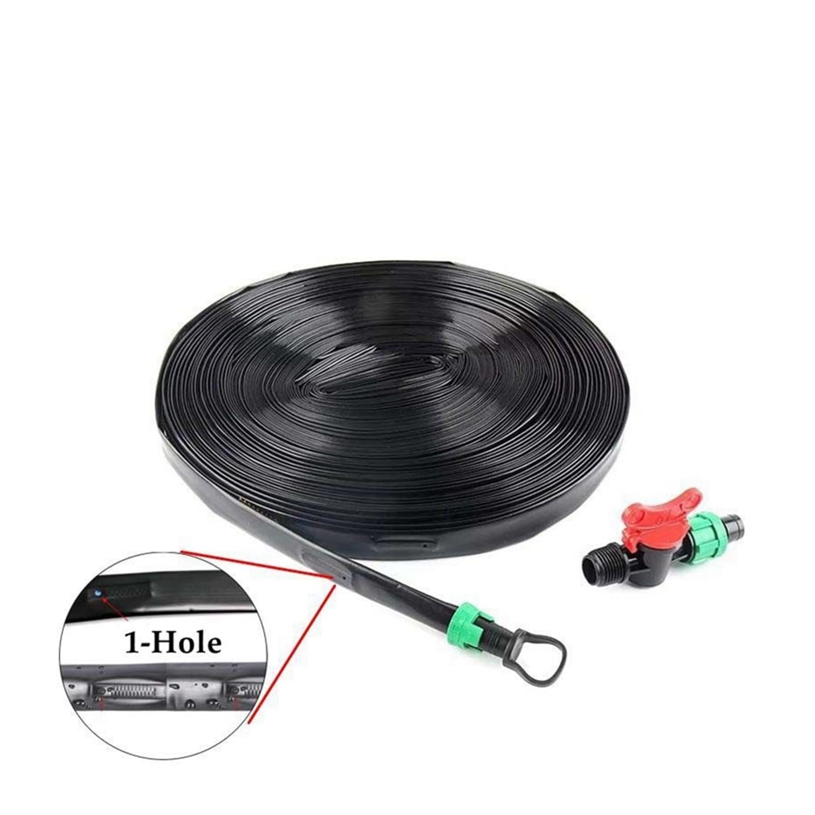 Cinta de riego T, Cinta de riego por goteo 16 mm 1 orificio 20-30 m for jardín invernadero con conector tubería(1hole Space 30cm Set,16MM-20M)