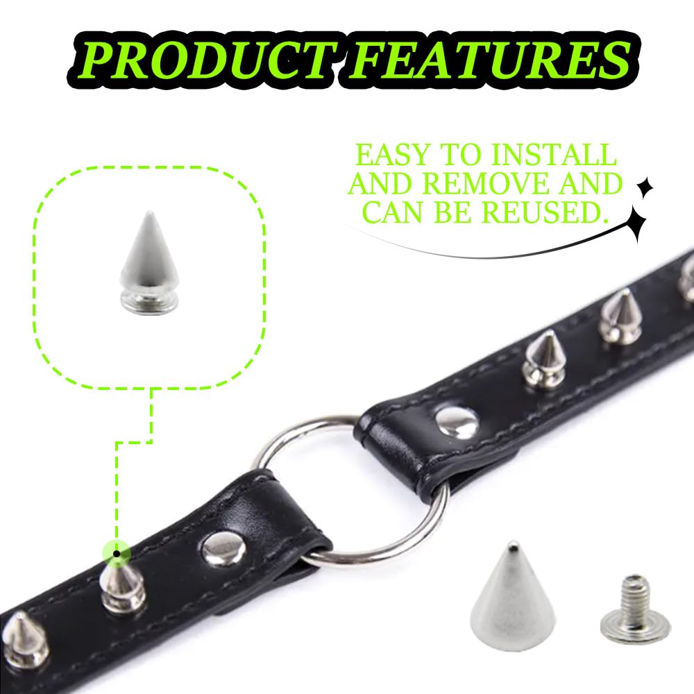 CEEYSEE 100Sets Cone Spikes Studs with Screw 7x10mm Punk Metal Rivets Bullet Cone Spikes for DIY Belt Bags Shoes Clothing Decoration Shoes Craft (Silver/7x10mm) - Image 4