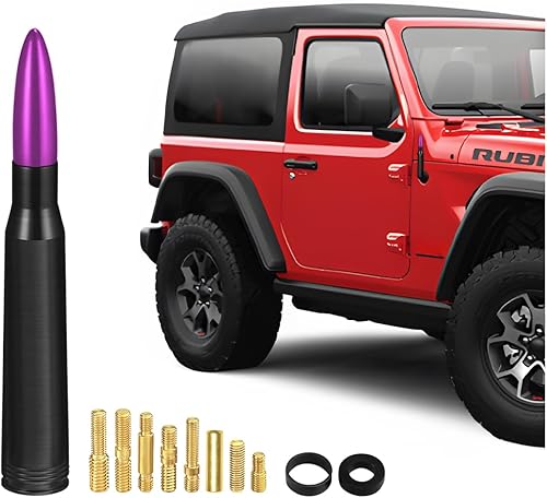 BESULEN Mástil de antena corta para automóvil, antena de aluminio de recepción de radio AMFM de 5.5 pulgadas con 9 adaptadores de tornillo y 2