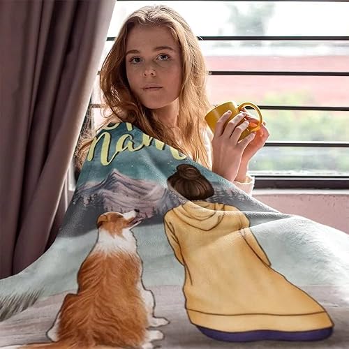 Miniatura 4 de Gossby Manta de forro polar personalizada con diseño de mamá perro, regalo personalizado para mujeres amantes de los perros con diseño, nombre, raza